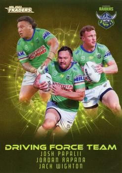 2023 NRL Traders Titanium - Driving Force Team Parallel Case Card #DFP02 Canberra Raiders Front